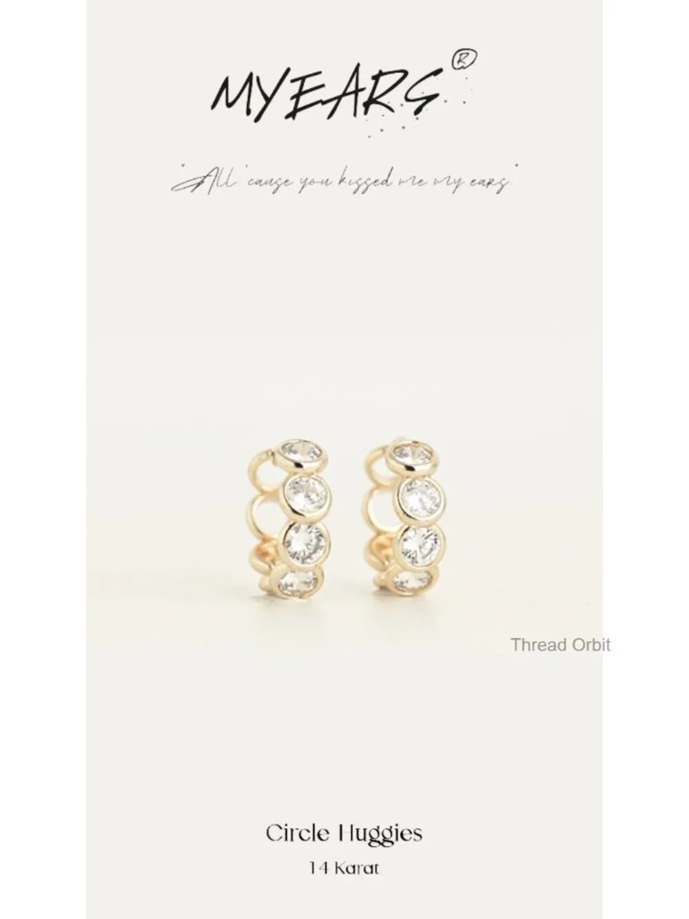 Gold Plated Huggie Hoop Earrings Cubic Zirconia Hypoallergenic